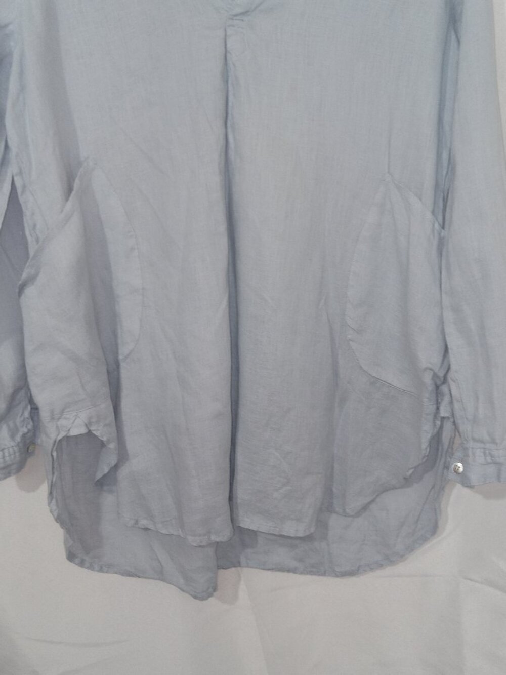 Magaschoni Linen Lagenlook Top Blue Oversized Tunic Womens L - Picture 4 of 12
